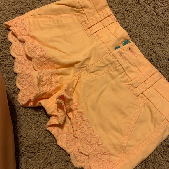 Buckle Light Orange Embroidered Shorts - Picture 1 of 3